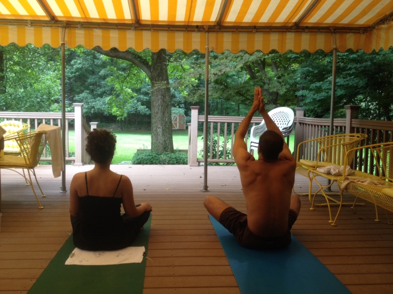 Sibling Yoga on the Deck with my bro.  He lead the session, who woulda thunk it?